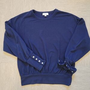 Evereve Navy Button-Cuff Sweater
